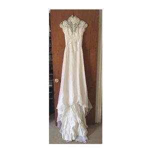 Ivory Wedding Dress, Size 0, Mermaid Train